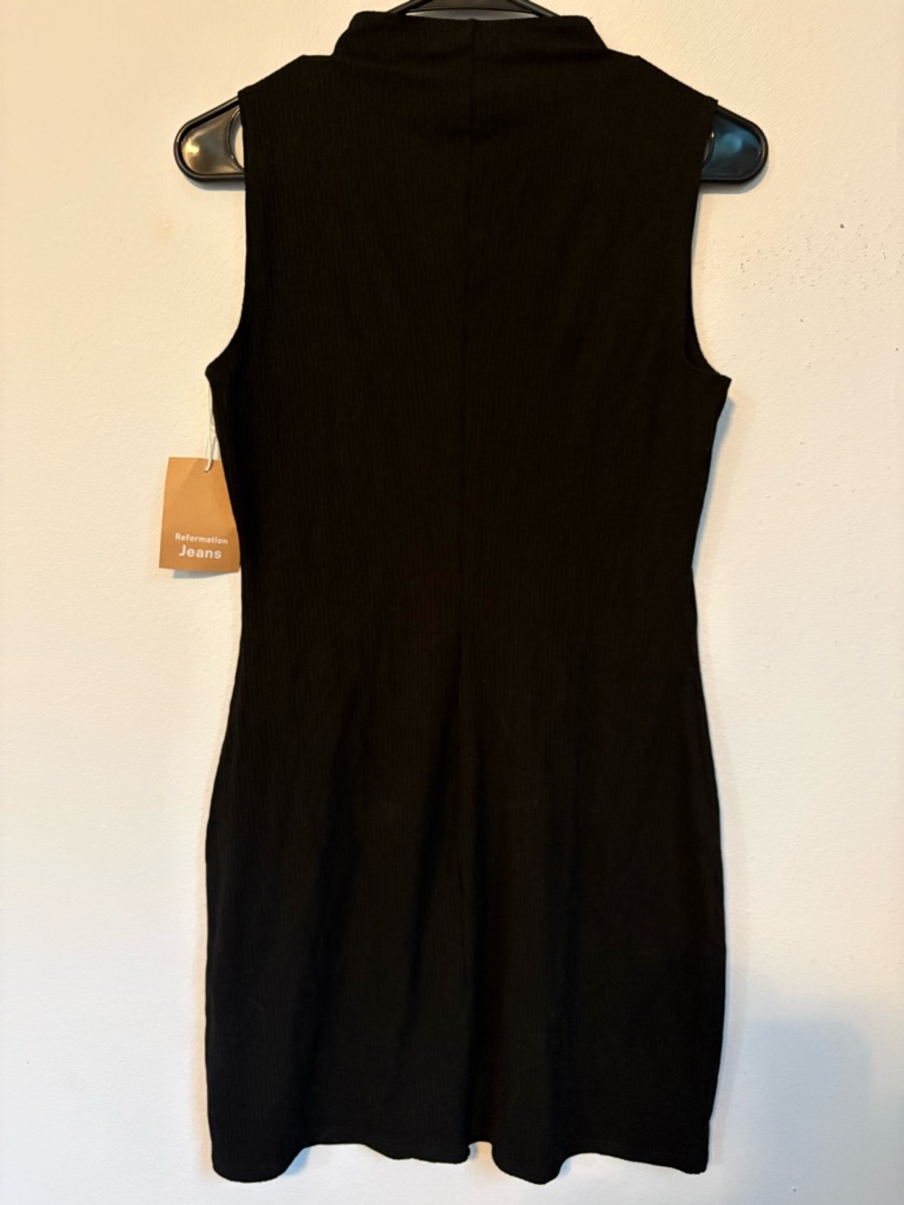 Reformation Sana Dress Black Sleeveless Ribbed Dress Size M NWT - Picture 3 of 12